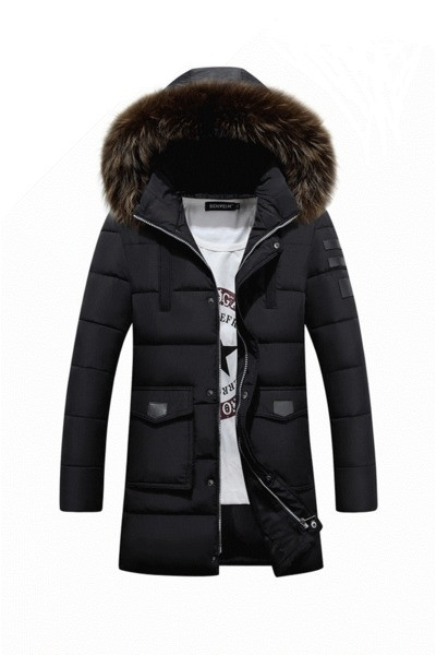 Стилно дълго зимно яке с качулка и с пух в няколко цвята