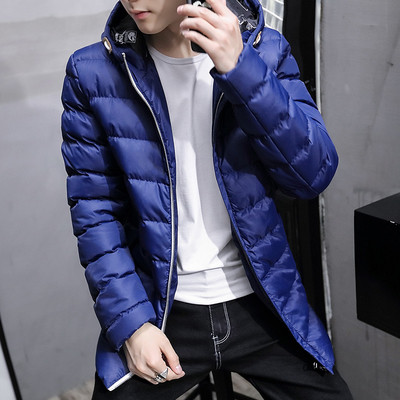 Μακρύ χειμωνιάτικο ανδρικό μπουφάν με κουκούλα σε πέντε χρώματα