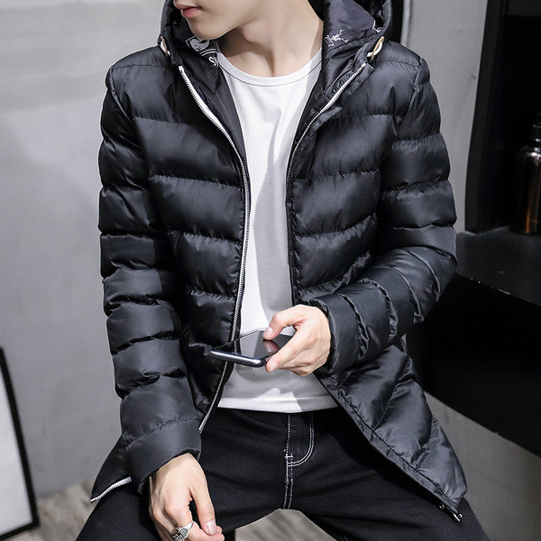 Μακρύ χειμωνιάτικο ανδρικό μπουφάν με κουκούλα σε πέντε χρώματα