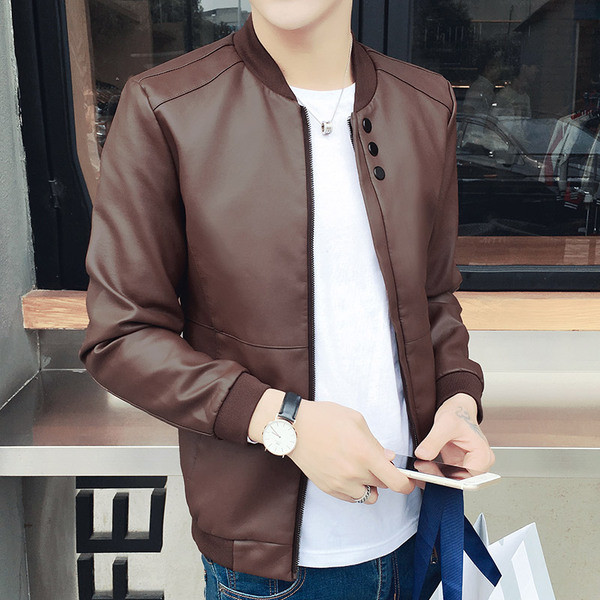 Κομψό δερμάτινο ανδρικό μπουφάν για το φθινόπωρο σε τρία χρώματα