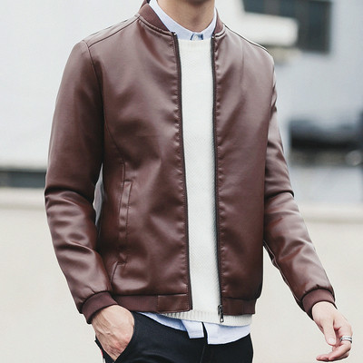 Αθλητικό κομψό ανδρικό μπουφάν σε τρία χρώματα από οικολογικό δέρμα