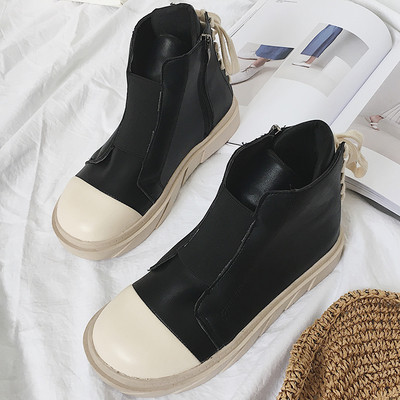 Спортни дамски боти с връзки в черен цвят