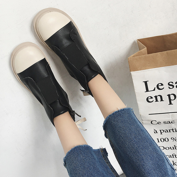 Спортни дамски боти с връзки в черен цвят