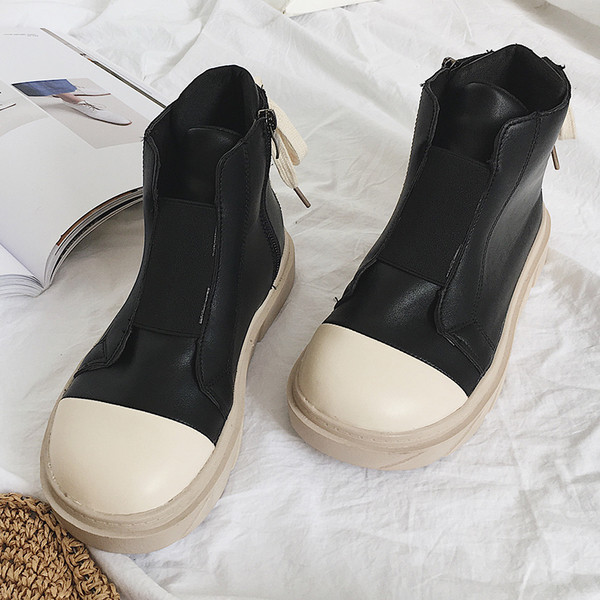 Спортни дамски боти с връзки в черен цвят