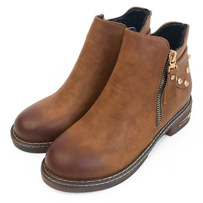 Стилни дамски боти с декорация нит и на лек ток