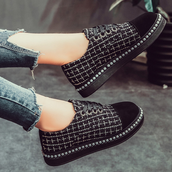  Καθημερινά αθλητικά γυναικεία πάνινα παπούτσια σε δύο σχέδια με χάντρες