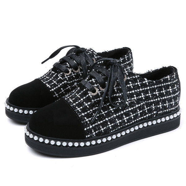  Καθημερινά αθλητικά γυναικεία πάνινα παπούτσια σε δύο σχέδια με χάντρες