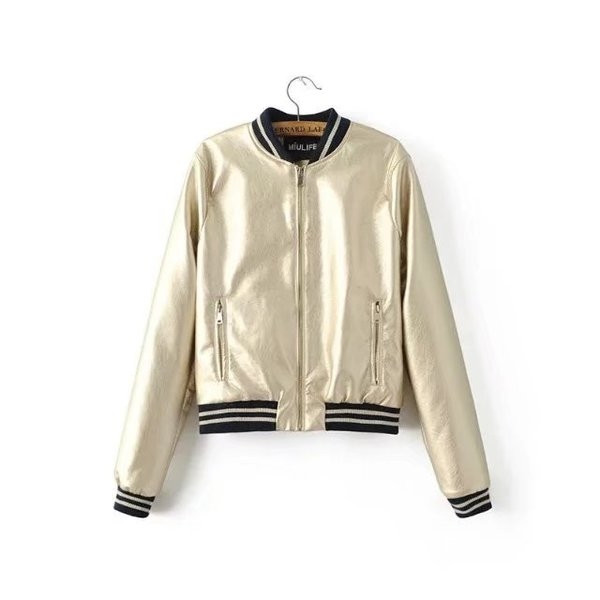 Αθλητικό κομψό γυναικείο μπουφάν από συνθετικό δέρμα