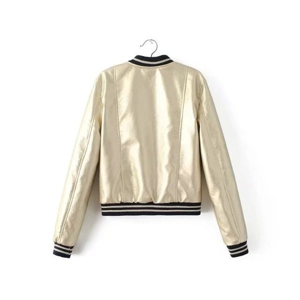 Αθλητικό κομψό γυναικείο μπουφάν από συνθετικό δέρμα