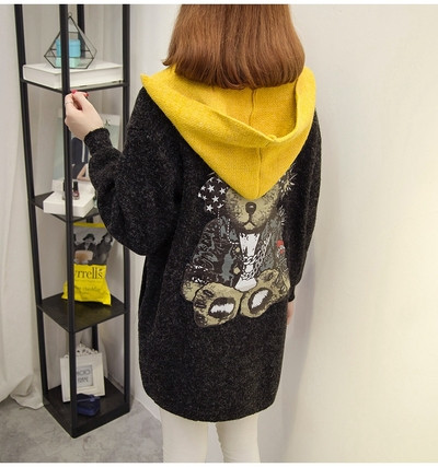 Σπορ-κομψό γυναικείο παλτό με κινούμενη εικόνα και κουκούλα, σε διάφορα χρώματα