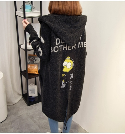 Σπορ-κομψό γυναικείο παλτό με κινούμενη εικόνα και κουκούλα, σε διάφορα χρώματα