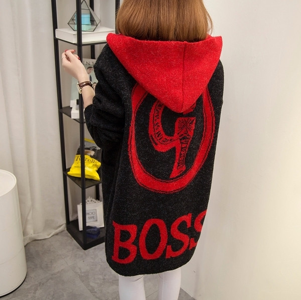 Σπορ-κομψό γυναικείο παλτό με κινούμενη εικόνα και κουκούλα, σε διάφορα χρώματα