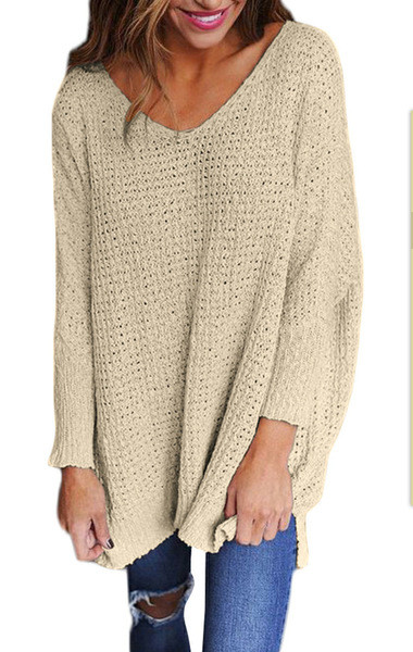 Дълъг дамски пуловер в свободен стил и в различни цветове