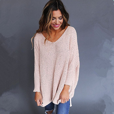 Дълъг дамски пуловер в свободен стил и в различни цветове