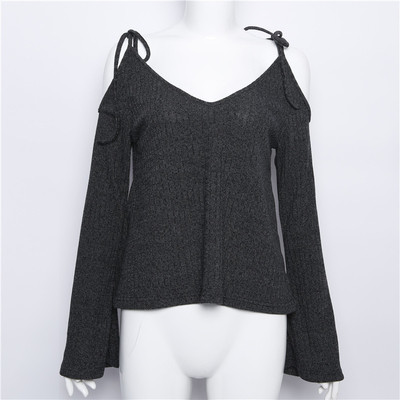 Πλεκτό γυναικείο πουλόβερ με ελεύθερους ώμους