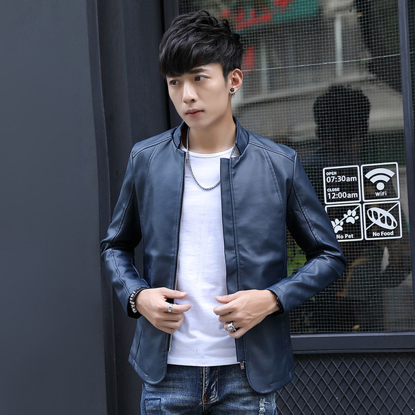 Απλό και κομψό δερμάτινο ανδρικό μπουφάν σε 2 χρώματα