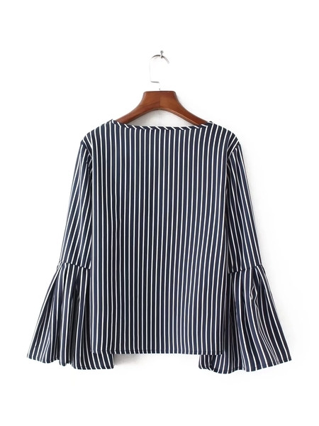 Τρέχουσα γυναικεία μπλούζα με ριγέ μανίκια