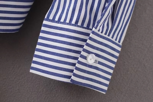 Ασύμμετρο γυναικείο πουκάμισο με ραβδί ριγέ