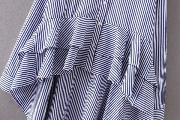 Ασύμμετρο γυναικείο πουκάμισο με ραβδί ριγέ