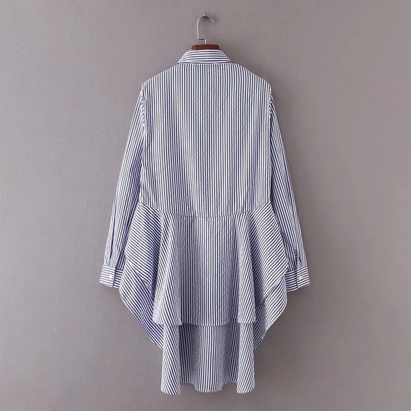 Ασύμμετρο γυναικείο πουκάμισο με ραβδί ριγέ