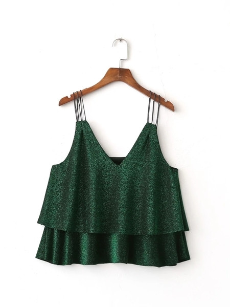 Κομψό γυναικείο αμάνικο κορυφή σε κομψό χρώμα με λεπτούς ιμάντες