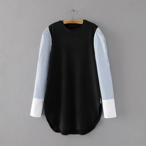 Αθλητική-κομψή γυναικεία μπλούζα με ριγέ μανίκια, κατάλληλη για την καθημερινή ζωή