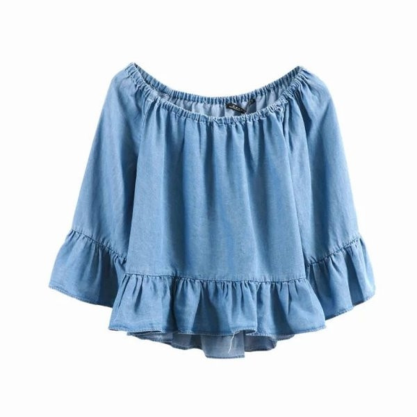 Φρέσκια γυναικεία μπλούζα με 3/4 μανίκια και πέπλα