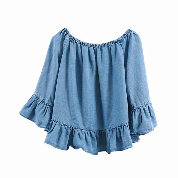 Φρέσκια γυναικεία μπλούζα με 3/4 μανίκια και πέπλα