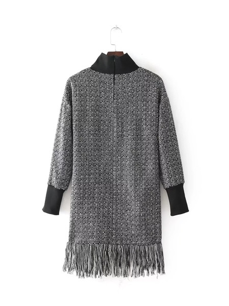 Κομψό μακρύ γυναικείο πουλόβερ με περιλαίμιο και κολάρο πόλο