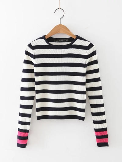 Striped Slim Stripes καθημερινό γυναικείο πουλόβερ