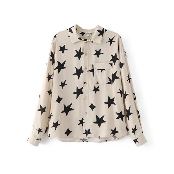 Φρέσκο ​​γυναικείο πουκάμισο σε δύο χρώματα αστερίσκων