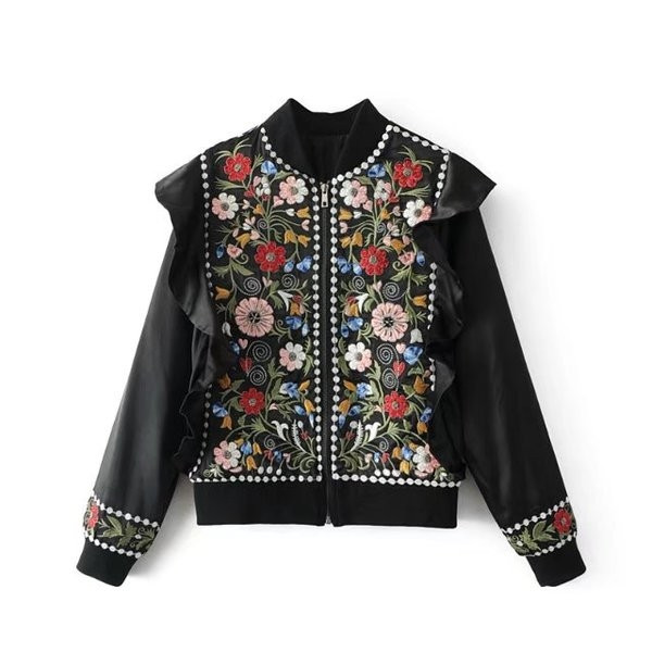 Αθλητικό κομψόγυναικείο μπουφάν με πέπλα και κεντήματα