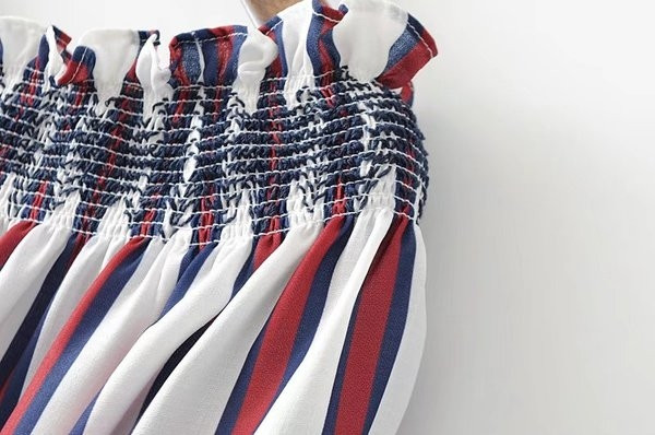 Φθινοπωρινή γυναικεία μπλούζα με γυμνούς ώμους, ριγέ