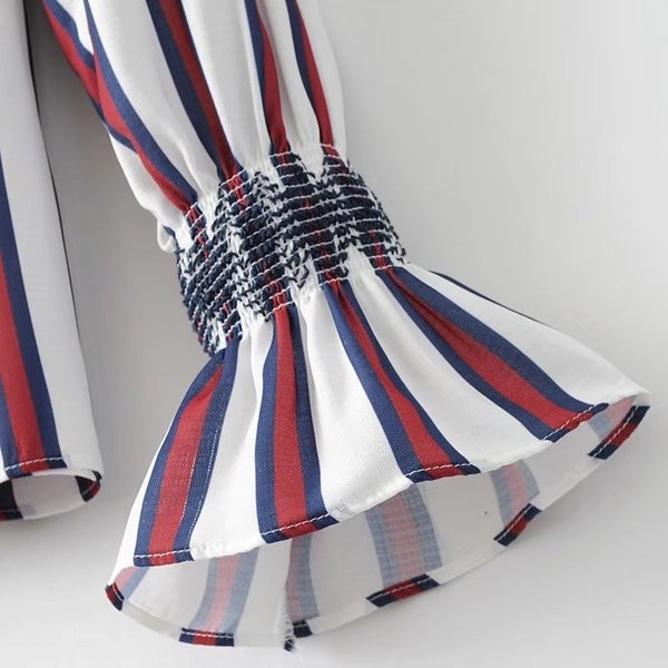 Φθινοπωρινή γυναικεία μπλούζα με γυμνούς ώμους, ριγέ