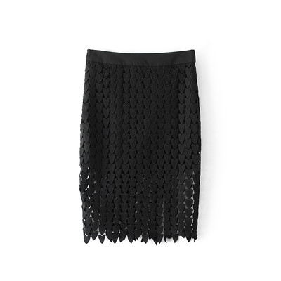 Αθλητικό-κομψό γυναικεία φούστα από δαντέλα σε μαύρο χρώμα