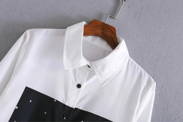 Πολύ κομψό μακρύ γυναικείο πουκάμισο με εφαρμογές