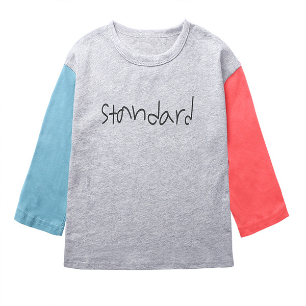 Παιδική μπλούζα για το φθινόπωρο με χρωματιστά μανίκια και επιγραφή - unisex