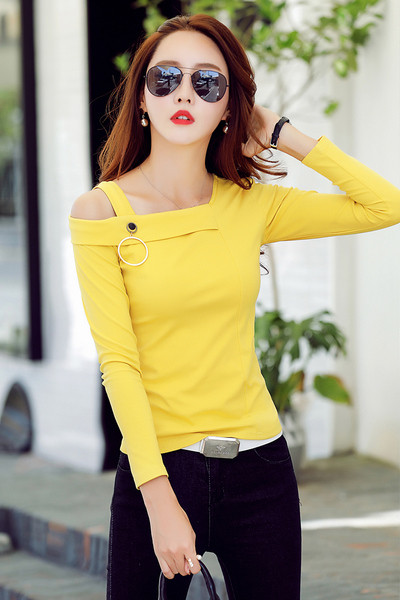 Μακρύ πουκάμισο γυναικείο με μακρύ μανίκι και ασύμμετρο κολάρο