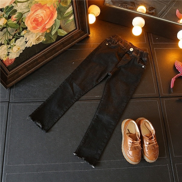 Κομψά παιδικά τζιν για κορίτσια σε μπλε και μαύρο χρώμα