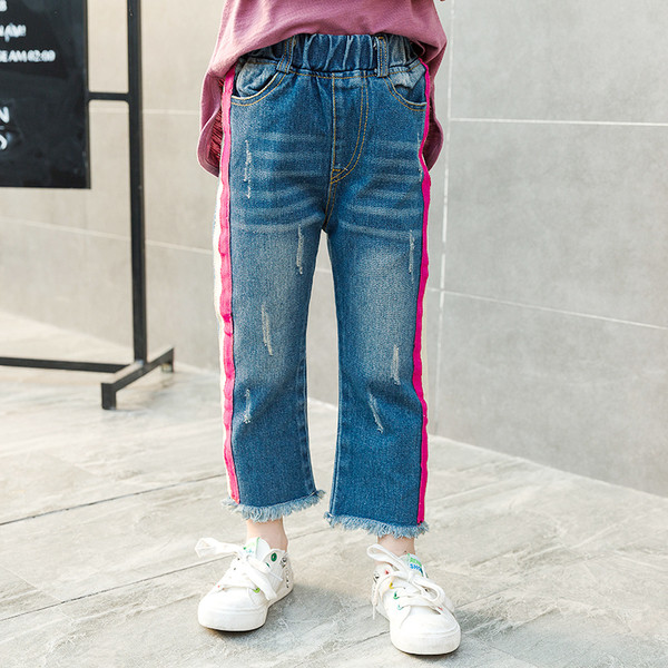 Παιδικά τζιν για κορίτσια με έγχρωμες λωρίδες