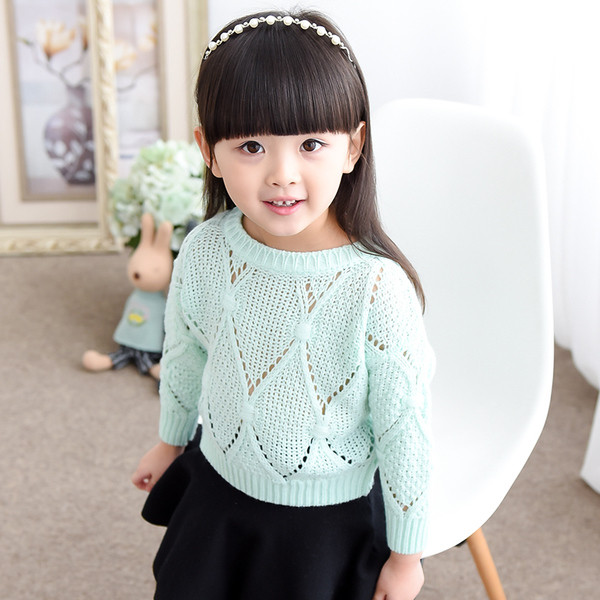 Απαλό παιδικό πουλόβερ για τα κορίτσια σε μπλε και ροζ χρώμα