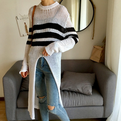 Красив дамски пуловер в дълъг модел и в два цвята