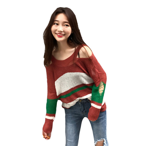 Όμορφο γυναικείο πουλόβερ με ευρύ μοτίβο 