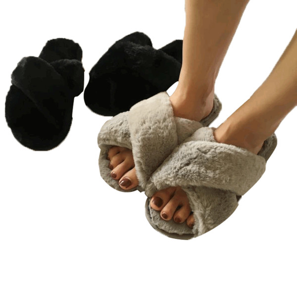 Πανέμορφες γυναικείες παντόφλες σε γκρι και μαύρο χρώμα