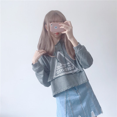 Γυναικεία καθημερινή μπλούζα με κουκούλα και εφαρμογή