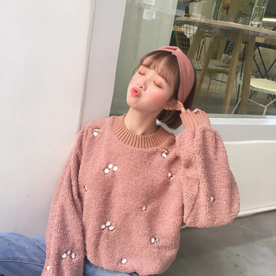 Πολύ ζεστό γυναικείο πουλόβερ με κολάρο σε σχήμα O και ευρύ σχέδιο