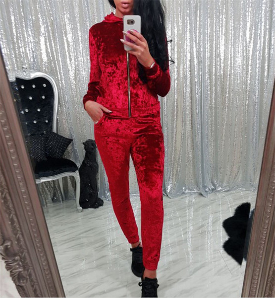 Ежедневен дамски екип от две части , с кадифе