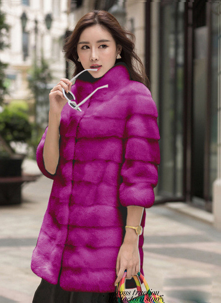 Palton de damă foarte elegant, cu puf moale și mâneci 3/4