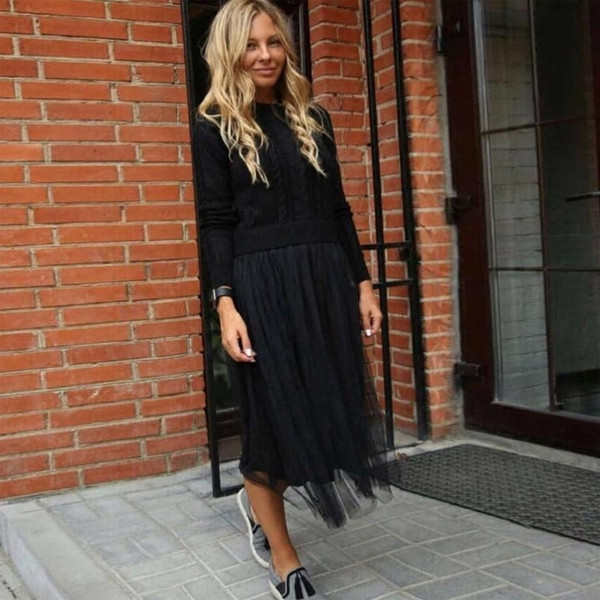 Καθημερινή γυναικεία φούστα με δαντέλα και ζεστή επένδυση