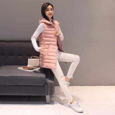 Πολύ άνετο γυναικείο καθημερινό γιλέκο με κολάρο σε σχήμα O και κουκούλα 